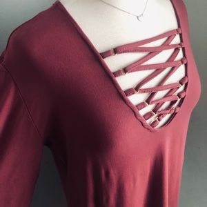 Soft Lace Up L/S Dress